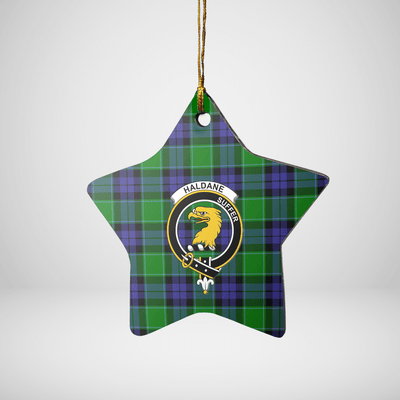 Clan Haldane 2 Tartan Crest Star Ceramic Ornament