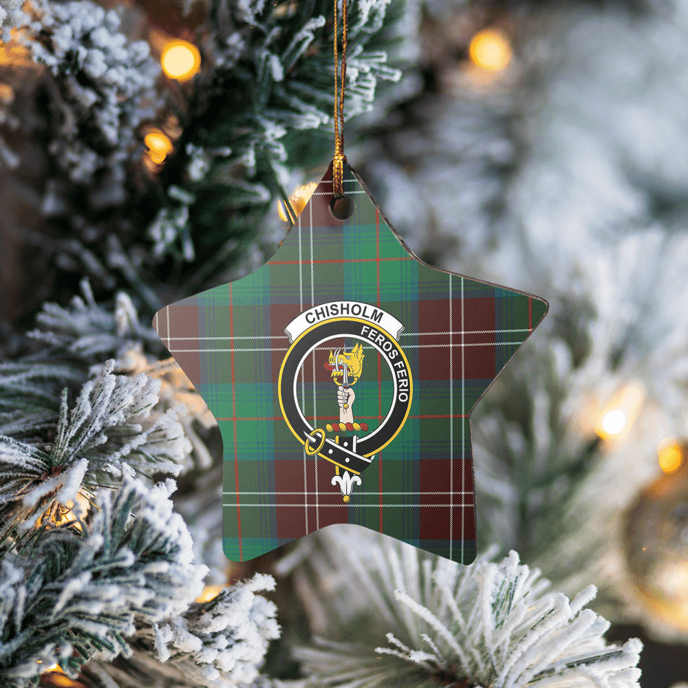 Clan Chisholm Hunting Ancient Tartan Crest Star Ceramic Ornament TN95 Chisholm Hunting Ancient Tartan Tartan Christmas