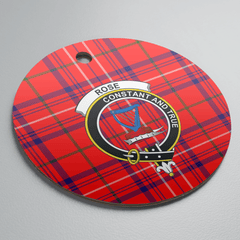 Clan Rose Tartan Crest Round Ceramic Ornament QG38 Rose Tartan Tartan Christmas