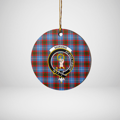Clan Skirving (Edinburgh) Tartan Crest Round Ceramic Ornament WR79 Skirving (Edinburgh) Tartan Tartan Christmas