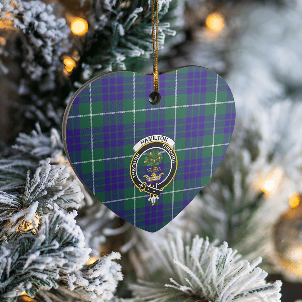 Clan Hamilton Hunting Modern Tartan Crest Heart Ceramic Ornament HD57 Hamilton Hunting Modern Tartan Tartan Christmas
