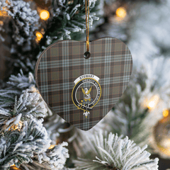 Clan Stewart Old Weathered Tartan Crest Heart Ceramic Ornament SJ58 Stewart Old Weathered Tartan Tartan Christmas
