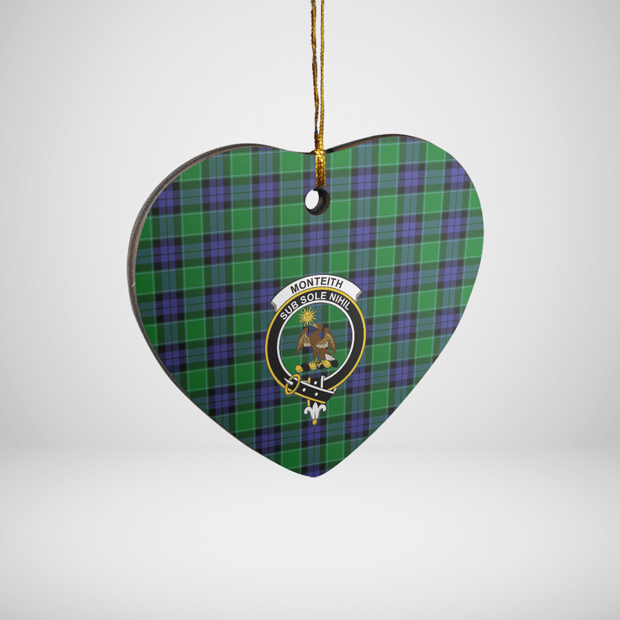Clan Monteith Tartan Crest Heart Ceramic Ornament OR27 Monteith Tartan Tartan Christmas