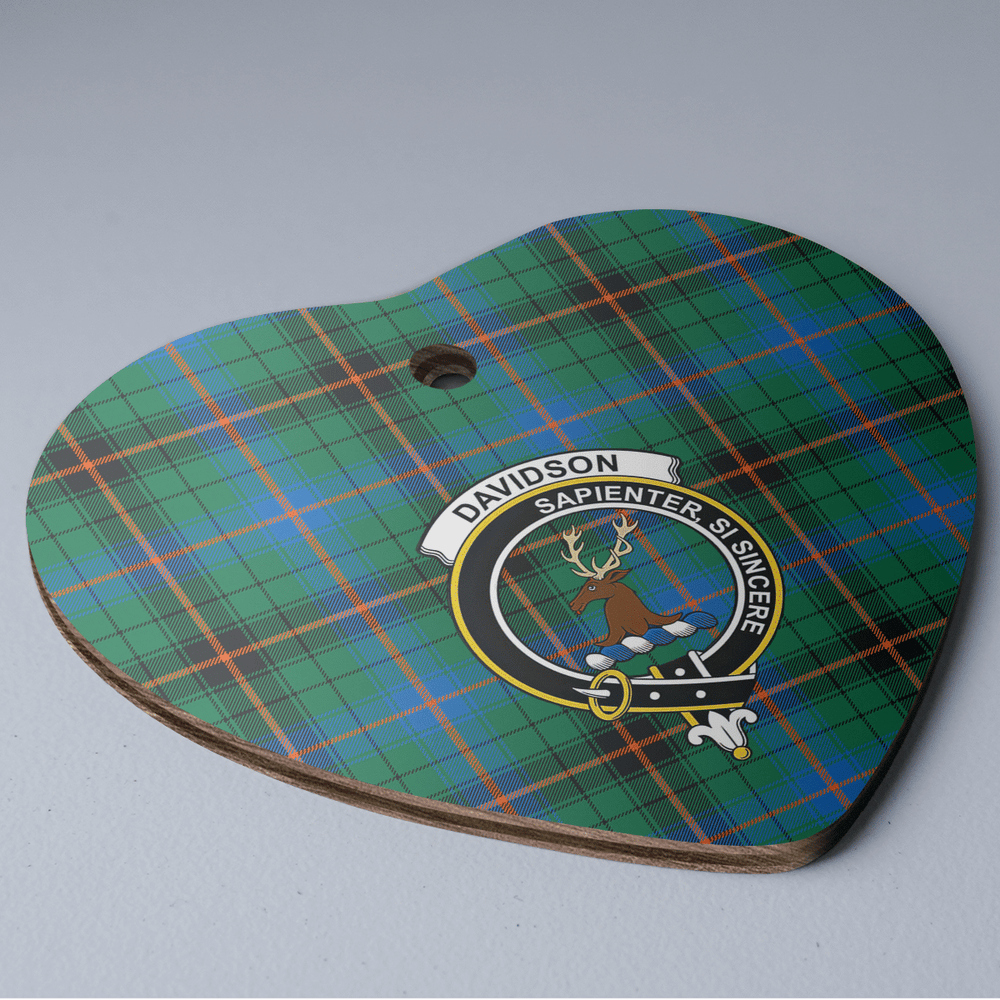 Clan Davidson Ancient Tartan Crest Heart Ceramic Ornament TE95 Davidson Ancient Tartan Tartan Christmas
