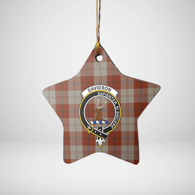 Clan Davidson Dress Dancers Tartan Crest Star Ceramic Ornament