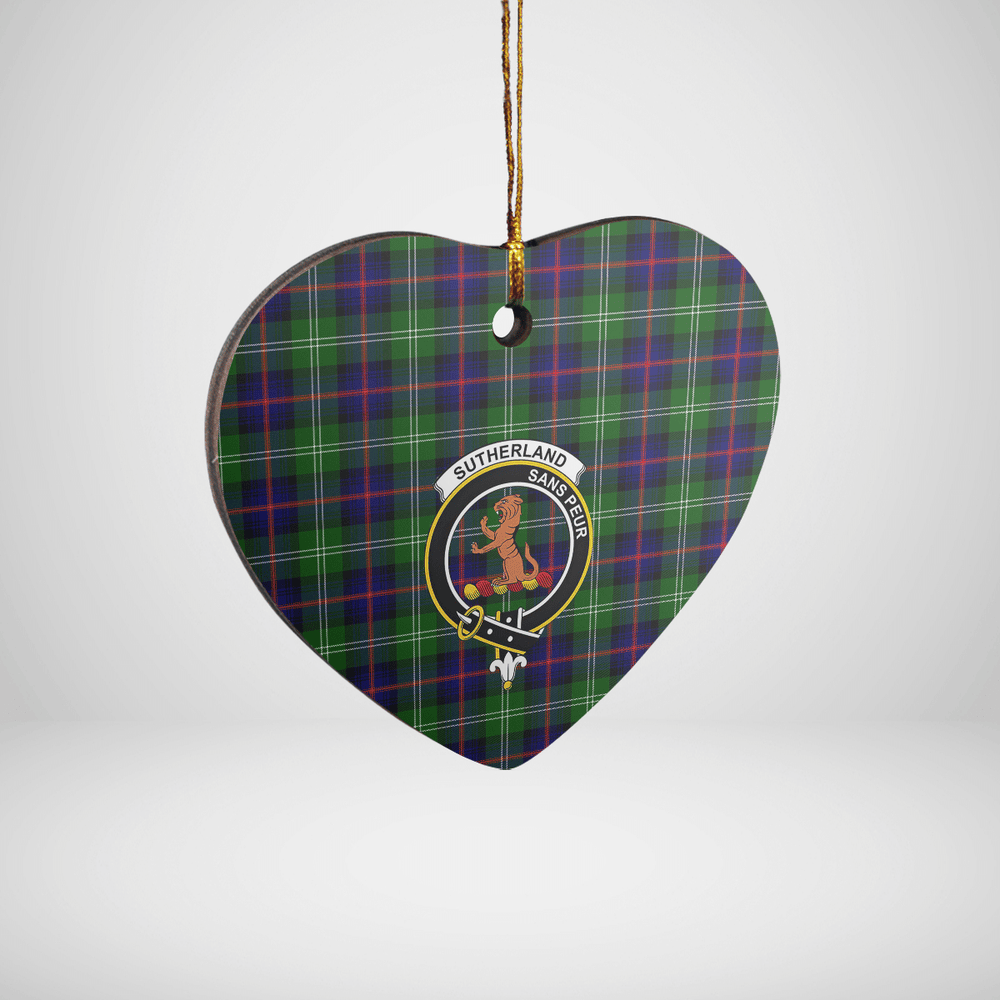 Clan Sutherland Modern Tartan Crest Heart Ceramic Ornament VF21 Sutherland Modern Tartan Tartan Christmas