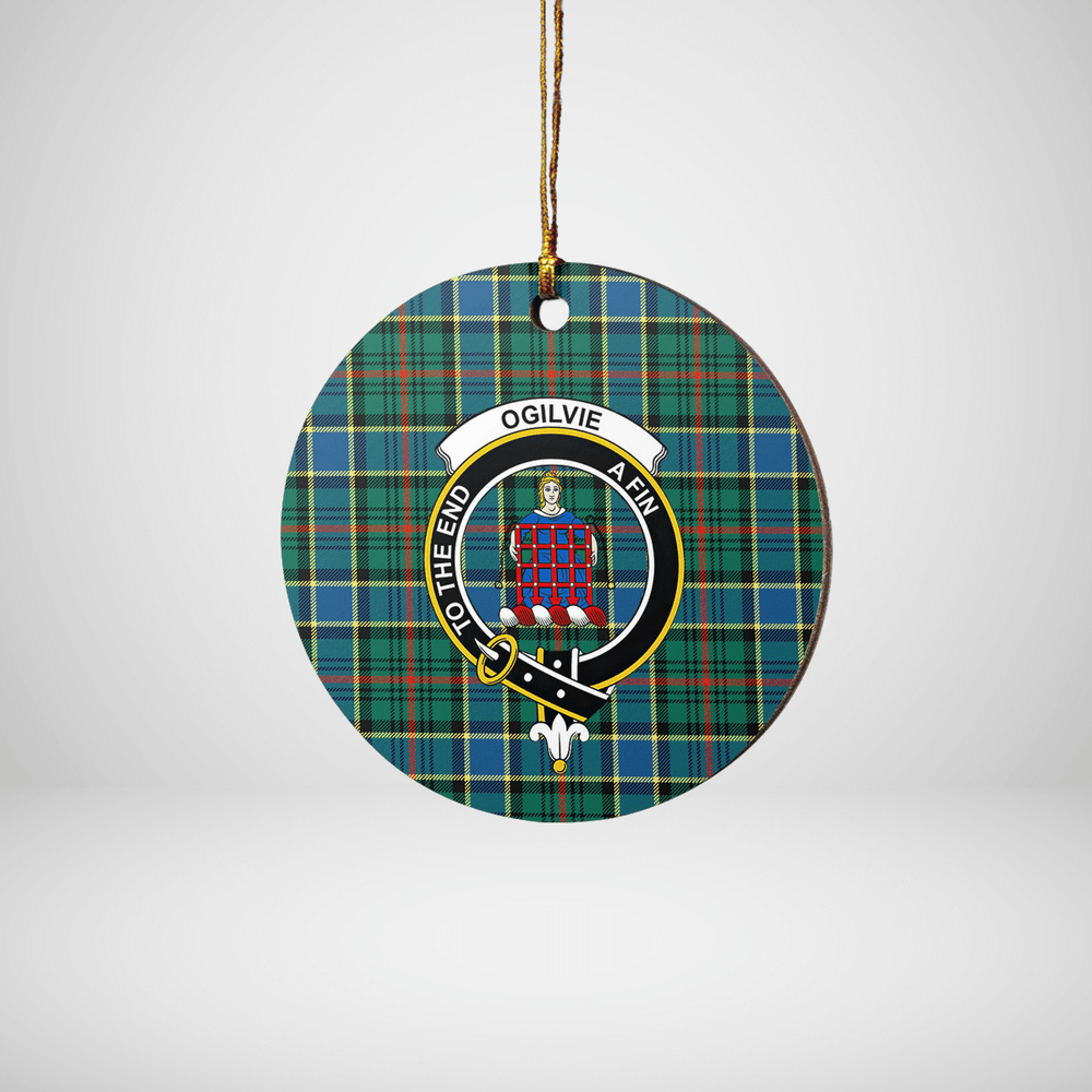 Clan Ogilvie Hunting Ancient Tartan Crest Round Ceramic Ornament ZU62 Ogilvie Hunting Ancient Tartan Tartan Christmas