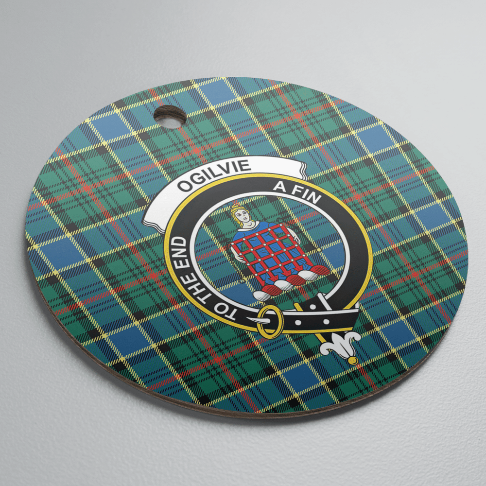 Clan Ogilvie Hunting Ancient Tartan Crest Round Ceramic Ornament ZU62 Ogilvie Hunting Ancient Tartan Tartan Christmas