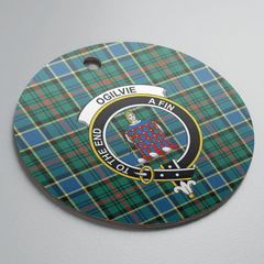 Clan Ogilvie Hunting Ancient Tartan Crest Round Ceramic Ornament ZU62 Ogilvie Hunting Ancient Tartan Tartan Christmas