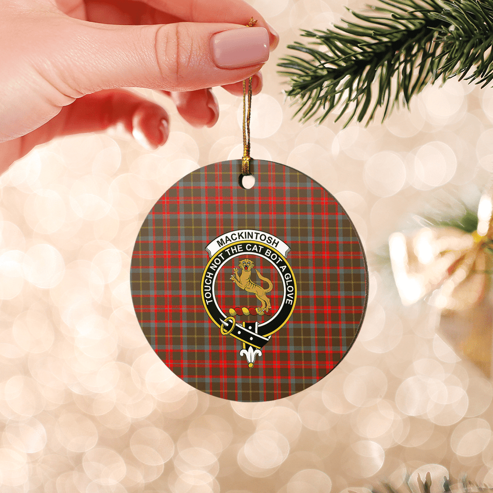 Clan MacKintosh Hunting Weathered Tartan Crest Round Ceramic Ornament YV77 MacKintosh Hunting Weathered Tartan Tartan Christmas