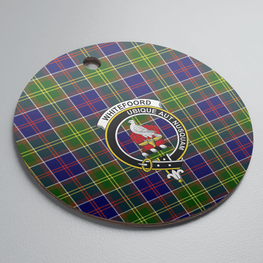 Clan Whitefoord Tartan Crest Round Ceramic Ornament NU24 Whitefoord Tartan Tartan Christmas