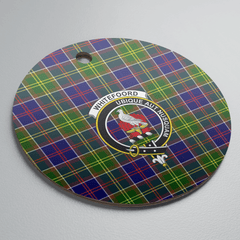 Clan Whitefoord Tartan Crest Round Ceramic Ornament NU24 Whitefoord Tartan Tartan Christmas
