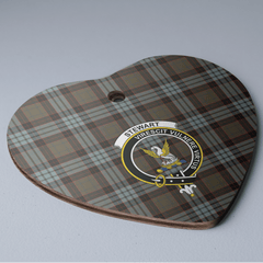 Clan Stewart Old Weathered Tartan Crest Heart Ceramic Ornament SJ58 Stewart Old Weathered Tartan Tartan Christmas