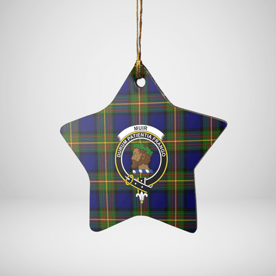 Clan Muir Tartan Crest Star Ceramic Ornament