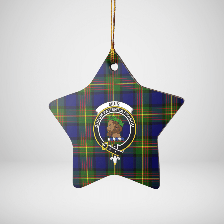 Clan Muir Tartan Crest Star Ceramic Ornament TJ26 Muir Tartan Tartan Christmas