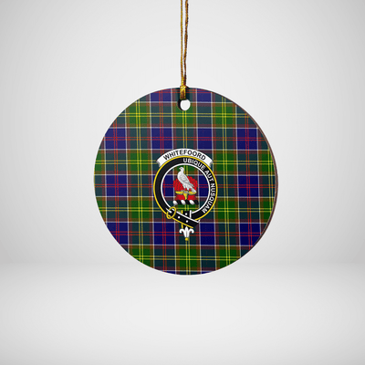 Clan Whitefoord Tartan Crest Round Ceramic Ornament