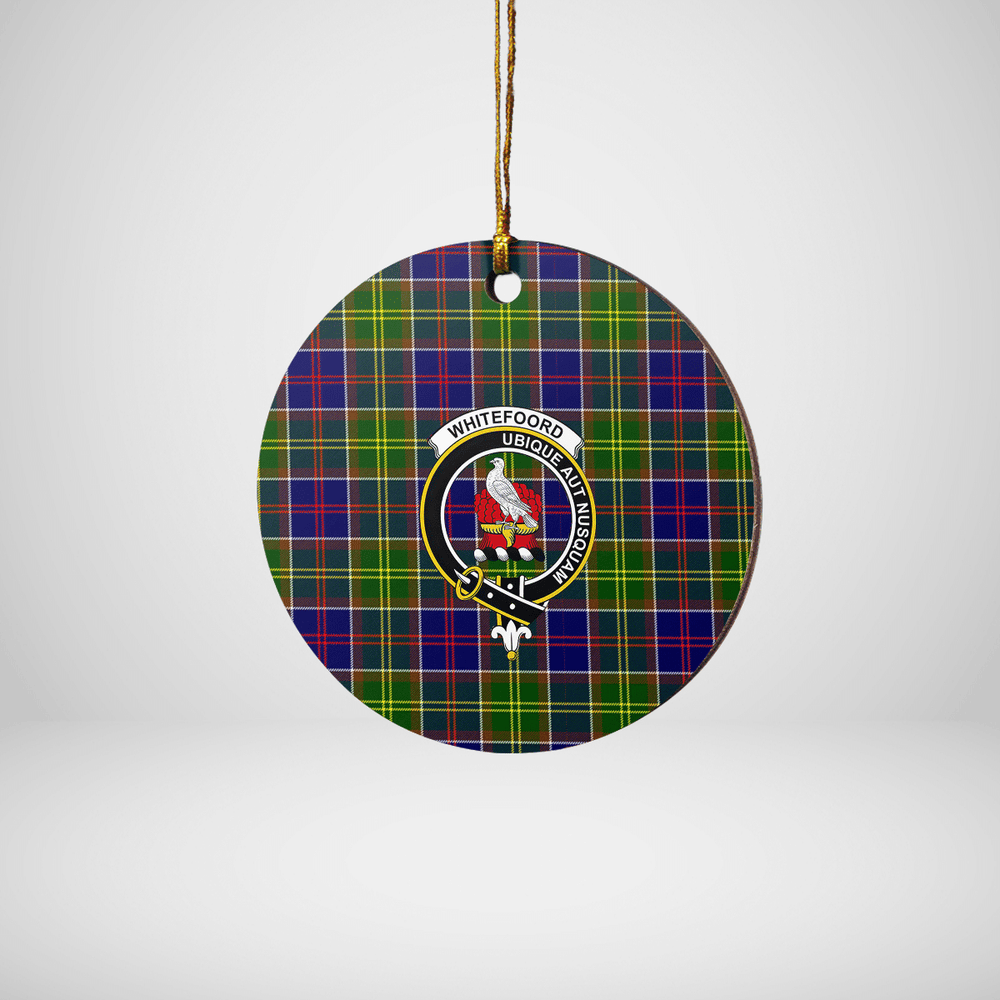 Clan Whitefoord Tartan Crest Round Ceramic Ornament NU24 Whitefoord Tartan Tartan Christmas