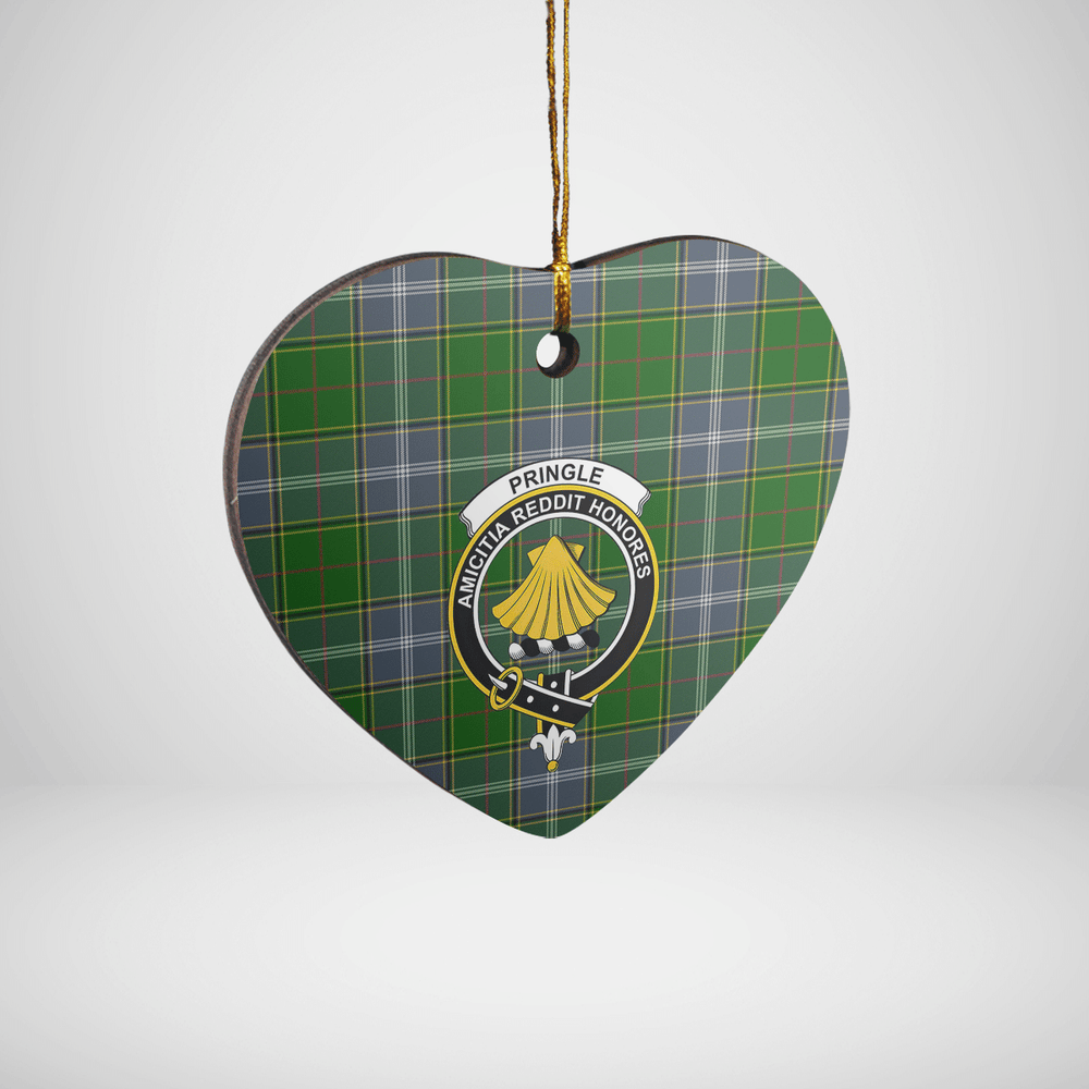 Clan Pringle Tartan Crest Heart Ceramic Ornament DH34 Pringle Tartan Tartan Christmas