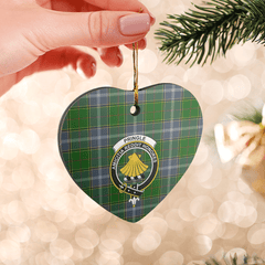 Clan Pringle Tartan Crest Heart Ceramic Ornament DH34 Pringle Tartan Tartan Christmas