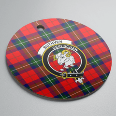 Clan Ruthven Modern Tartan Crest Round Ceramic Ornament XL32 Ruthven Modern Tartan Tartan Christmas