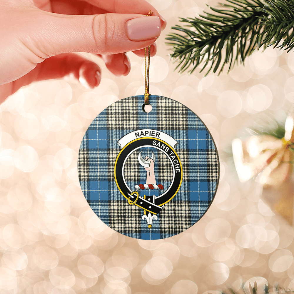 Clan Napier Ancient Tartan Crest Round Ceramic Ornament QY31 Napier Ancient Tartan Tartan Christmas