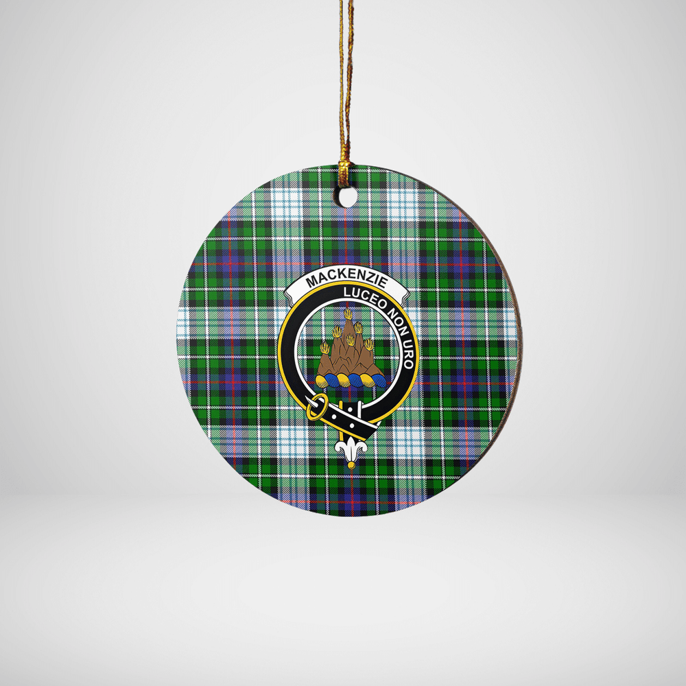 Clan MacKenzie Dress Modern Tartan Crest Round Ceramic Ornament CQ19 MacKenzie Dress Modern Tartan Tartan Christmas