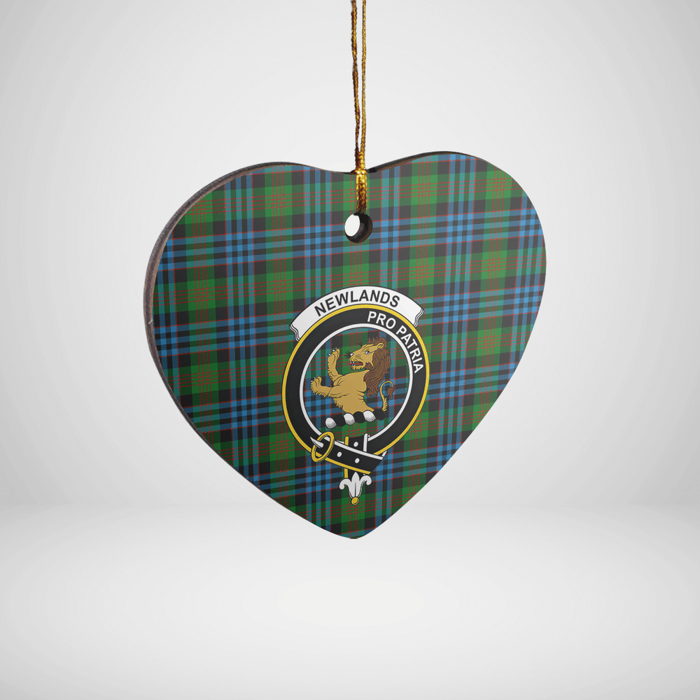 Clan Newlands Tartan Crest Heart Ceramic Ornament CF23 Newlands Tartan Tartan Christmas