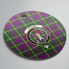 Clan Taylor Tartan Crest Round Ceramic Ornament DB44 Taylor Tartan Tartan Christmas