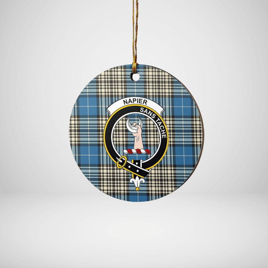 Clan Napier Ancient Tartan Crest Round Ceramic Ornament QY31 Napier Ancient Tartan Tartan Christmas