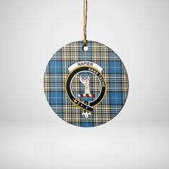 Clan Napier Ancient Tartan Crest Round Ceramic Ornament QY31 Napier Ancient Tartan Tartan Christmas