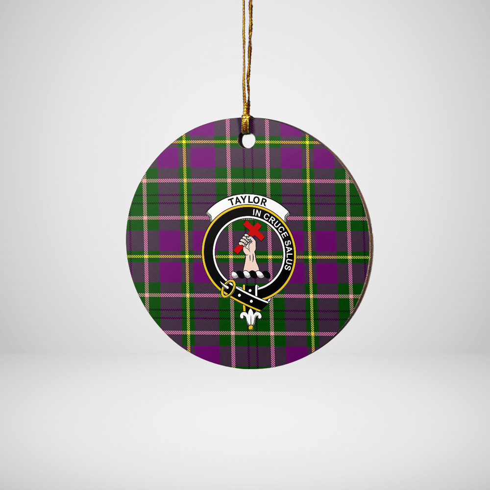 Clan Taylor Tartan Crest Round Ceramic Ornament DB44 Taylor Tartan Tartan Christmas