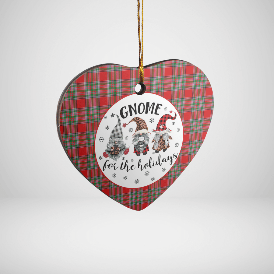 Clan MacBain Tartan Tartan Crest Gnome Heart Ceramic Ornament EA81 MacBain Tartan Tartan Christmas