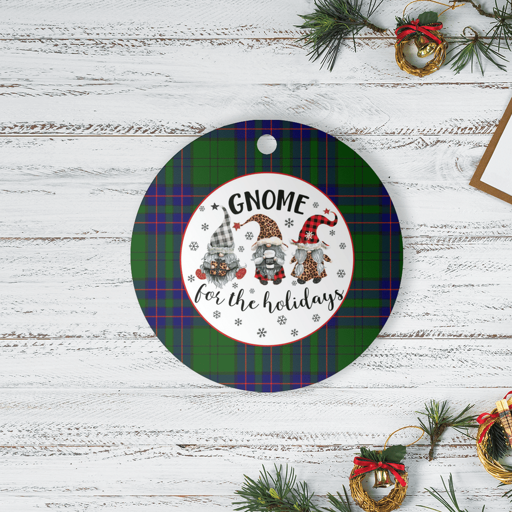 Clan Lockhart Modern Tartan Tartan Crest Gnome Round Ceramic Ornament PL88 Lockhart Modern Tartan Tartan Christmas