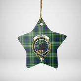 Clan Tweedside District Tartan Crest Star Ceramic Ornament UR20 Tweedside District Tartan Tartan Christmas