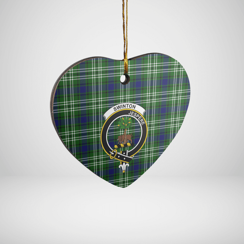 Clan Swinton (Tweedside) Tartan Crest Heart Ceramic Ornament PI23 Swinton (Tweedside) Tartan Tartan Christmas