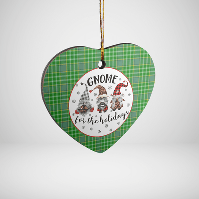 Clan Currie Tartan Tartan Crest Gnome Heart Ceramic Ornament
