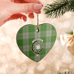 Clan Cunningham Dress Green Dancers Tartan Crest Heart Ceramic Ornament HS47 Cunningham Dress Green Dancers Tartan Tartan Christmas