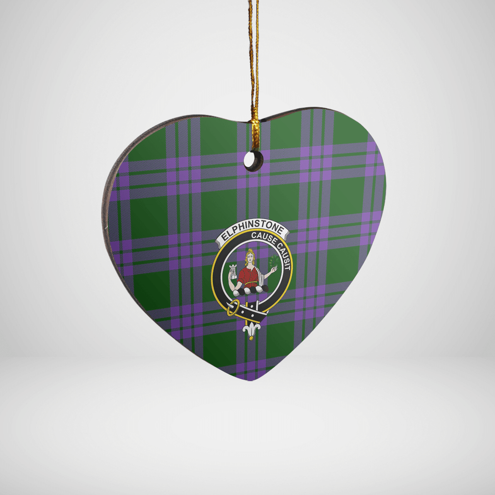 Clan Elphinstone Tartan Crest Heart Ceramic Ornament WA62 Elphinstone Tartan Tartan Christmas