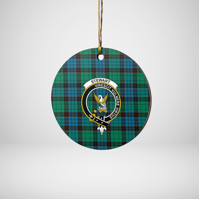 Clan Stewart Old Ancient Tartan Crest Round Ceramic Ornament