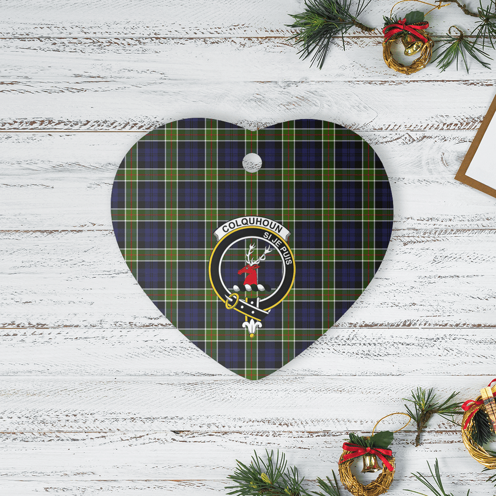 Clan Colquhoun Tartan Crest Heart Ceramic Ornament YG23 Colquhoun Tartan Tartan Christmas