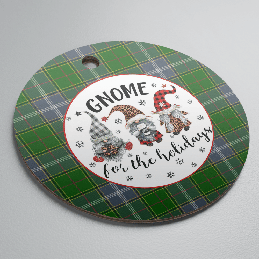 Clan Pringle Tartan Tartan Crest Gnome Round Ceramic Ornament IQ15 Pringle Tartan Tartan Christmas
