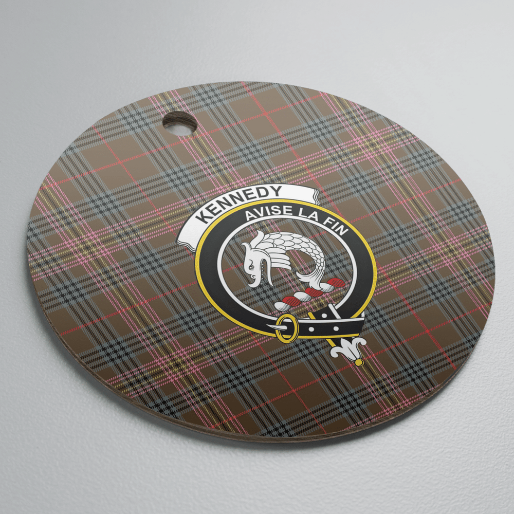Clan Kennedy Weathered Tartan Crest Round Ceramic Ornament IS41 Kennedy Weathered Tartan Tartan Christmas