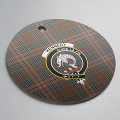 Clan Kennedy Weathered Tartan Crest Round Ceramic Ornament IS41 Kennedy Weathered Tartan Tartan Christmas