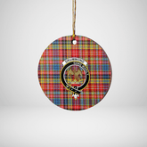 Clan Drummond of Strathallan Tartan Crest Round Ceramic Ornament RY17 Drummond of Strathallan Tartan Tartan Christmas