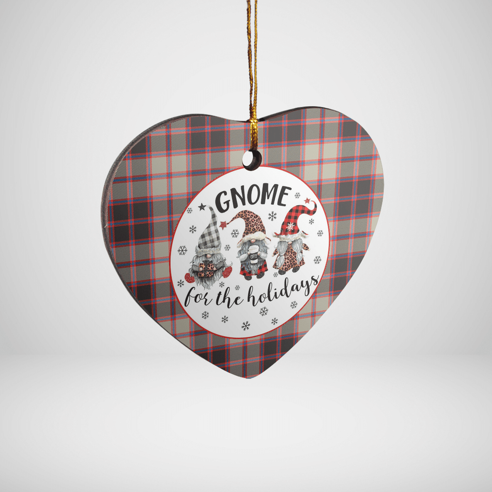 Clan MacPherson Hunting Ancient Tartan Tartan Crest Gnome Heart Ceramic Ornament HJ76 MacPherson Hunting Ancient Tartan Tartan Christmas