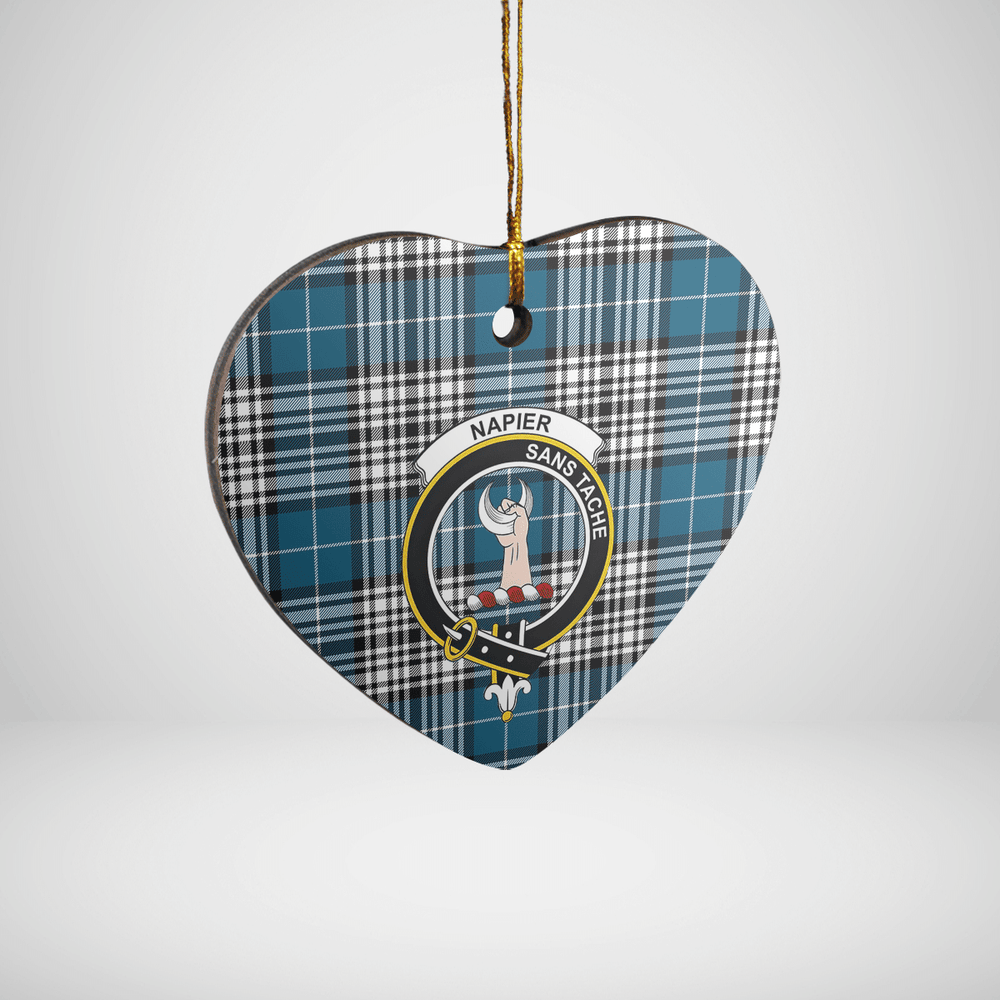 Clan Napier Modern Tartan Crest Heart Ceramic Ornament FI86 Napier Modern Tartan Tartan Christmas