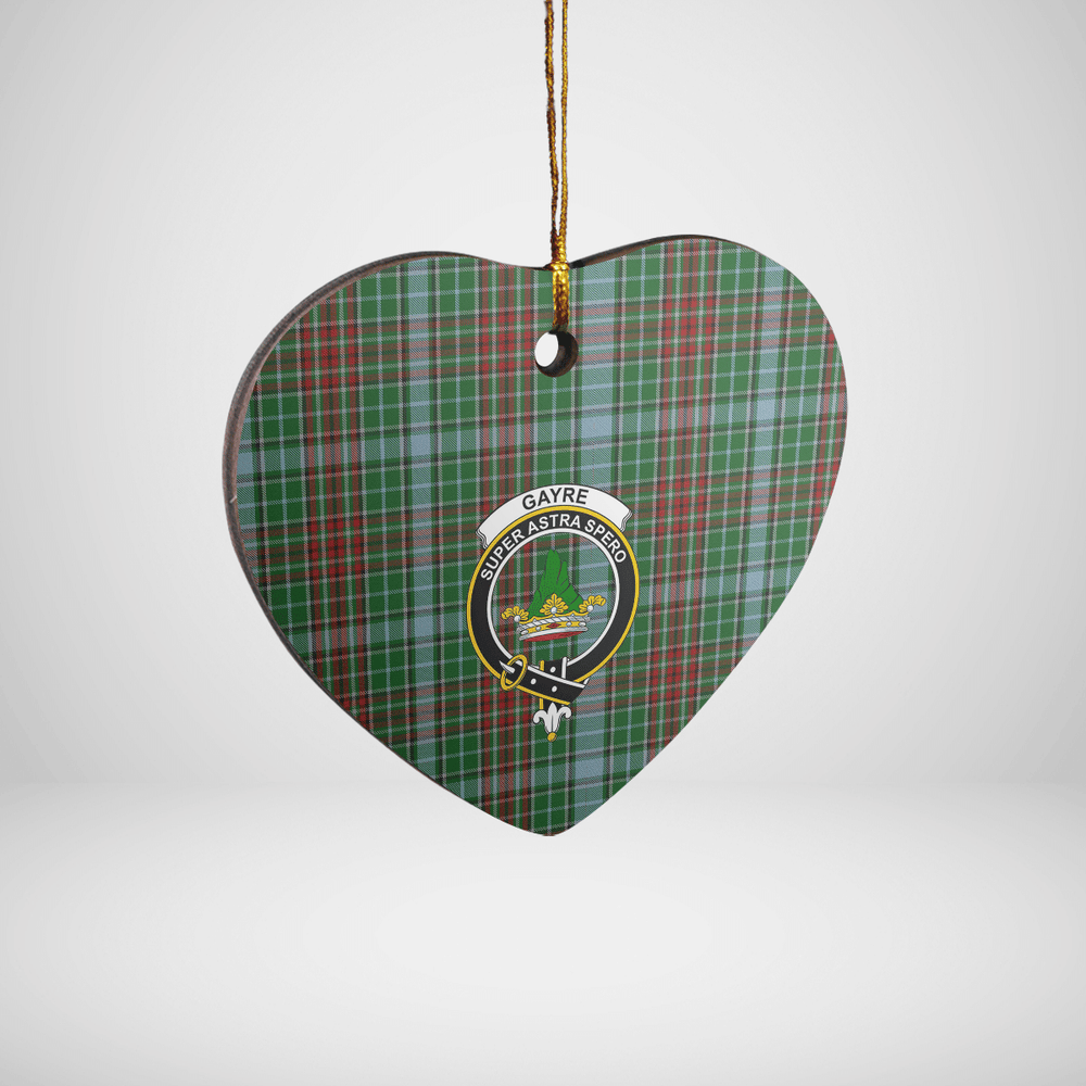 Clan Gayre Tartan Crest Heart Ceramic Ornament VO11 Gayre Tartan Tartan Christmas