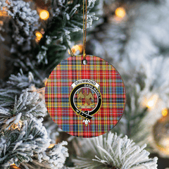 Clan Drummond of Strathallan Tartan Crest Round Ceramic Ornament RY17 Drummond of Strathallan Tartan Tartan Christmas