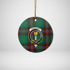 Clan Chisholm Hunting Ancient Tartan Crest Round Ceramic Ornament RR37 Chisholm Hunting Ancient Tartan Tartan Christmas