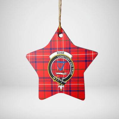 Clan Rose Tartan Crest Star Ceramic Ornament